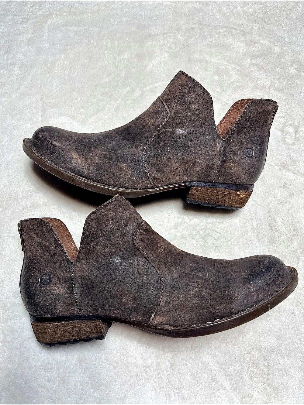 Born Leather Zip Ankle Boots Brown US 9.5 M